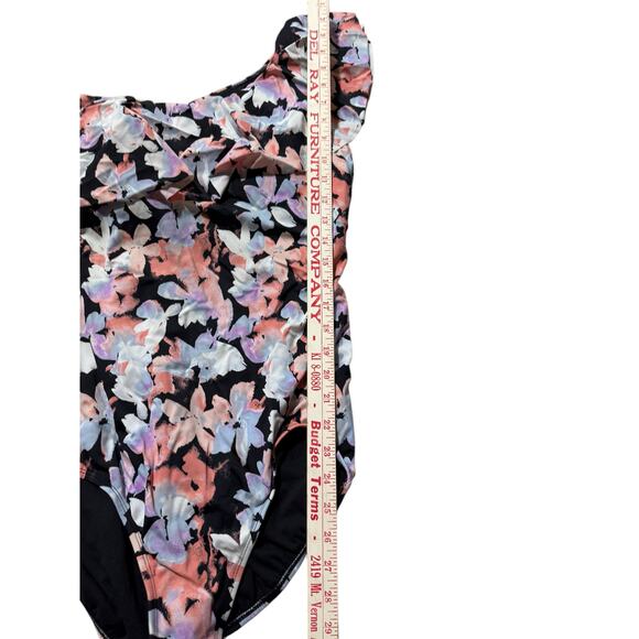 Time And Tru Bathing Suit 1X Multicolor Floral One Piece Women's Summer Beach - Picture 7 of 10